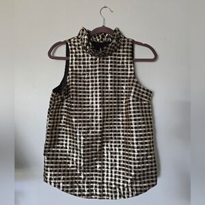New J Crew gold and black metallic sleeveless blouse Holiday top sz. XS lined